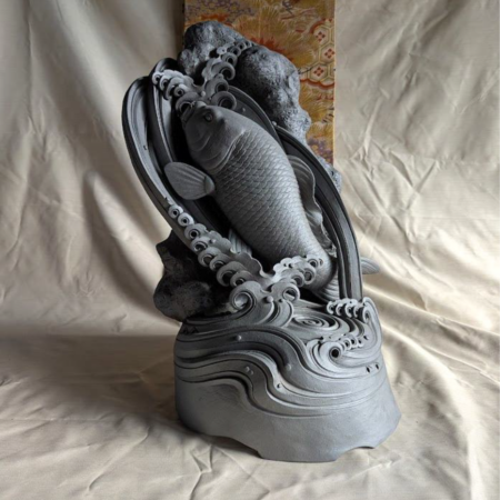 棟飾り　鯉の滝登り